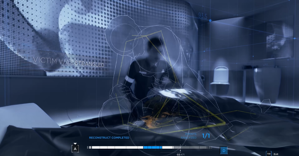 Коннор из Detroit: Become Human реконструирует убийство в ванной