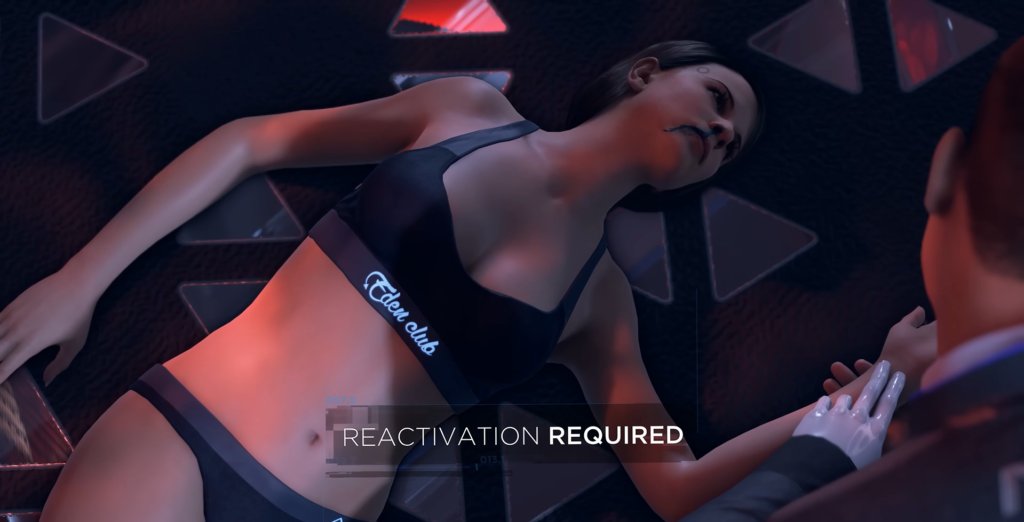 Андроид Кара из Detroit: Become Human лежит на полу