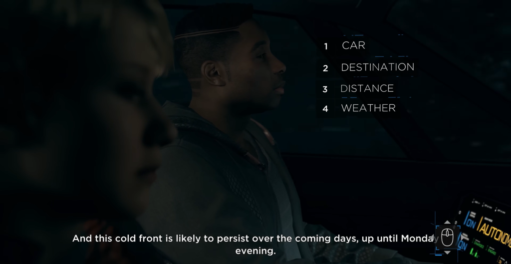 Пассажиры едут в машине, меню навигации на экране