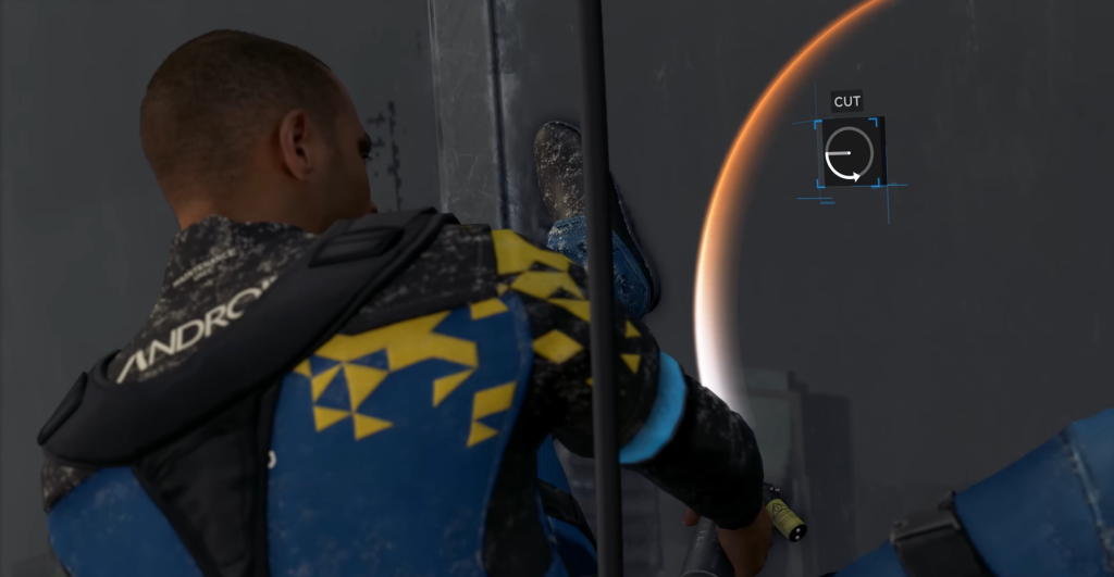 Маркус из Detroit: Become Human режет панель в помещении