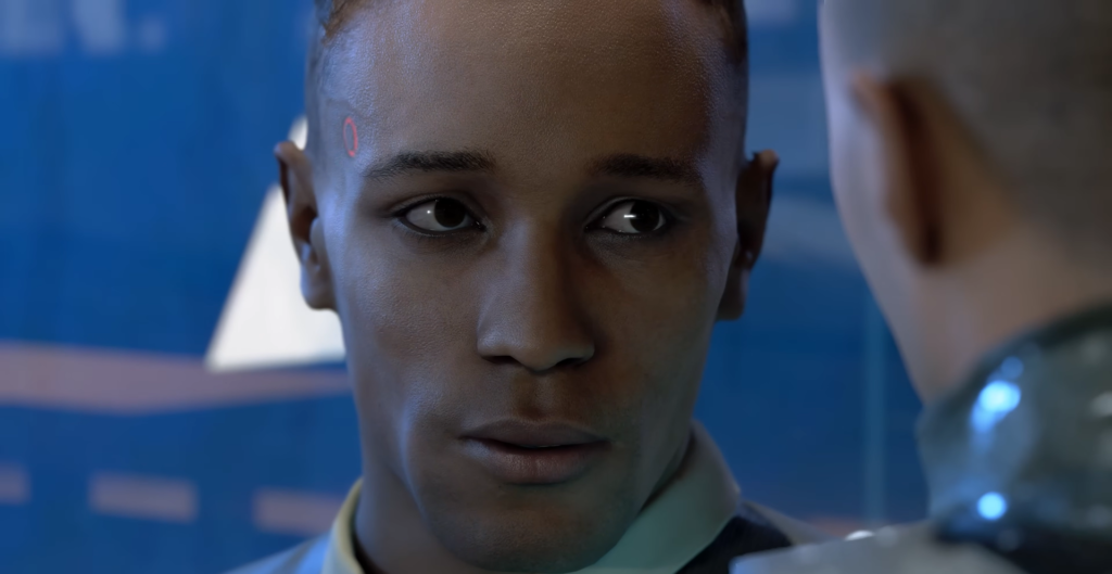 Андроид Маркус из Detroit: Become Human смотрит на Коннора