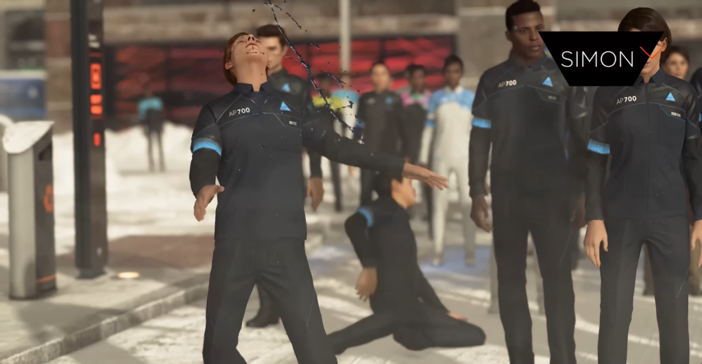 Андроиды Detroit: Become Human стоят на улице зимой