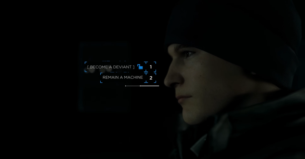 Коннор из Detroit: Become Human выбирает вариант диалога