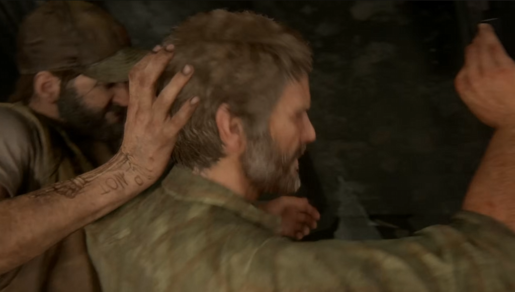 Джоэл из The Last of Us удерживает мужчину в помещении