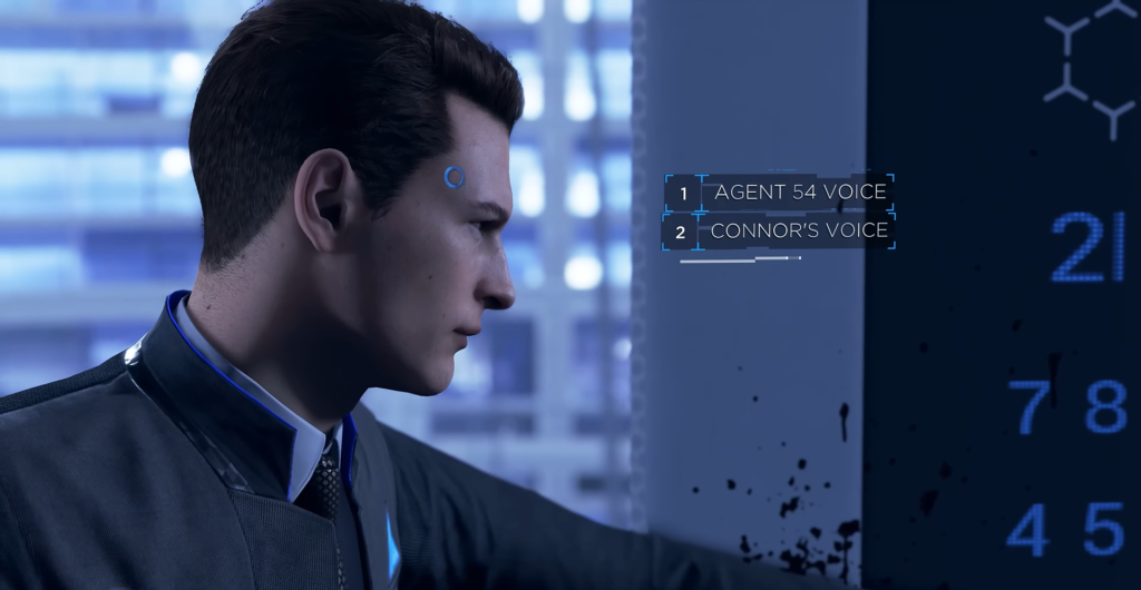 Коннор из Detroit: Become Human выбирает голос в меню