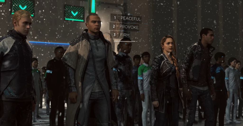 Маркус и Норт из Detroit: Become Human в толпе