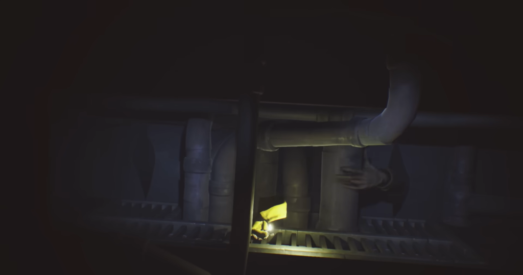 Шестая из Little Nightmares крадется по трубам в темноте