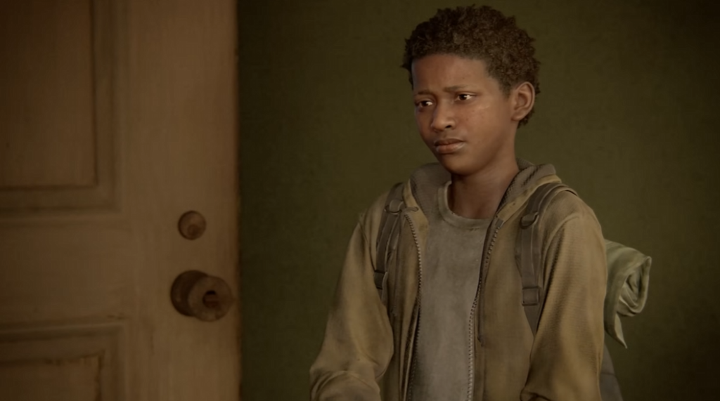 Элли из The Last of Us стоит у двери