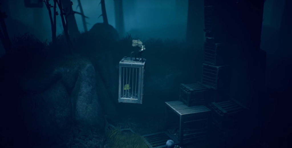 Моно из Little Nightmares тянет клетку в тумане