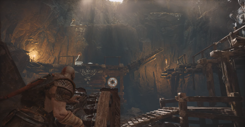 Creature firing red laser in ruined hospital room