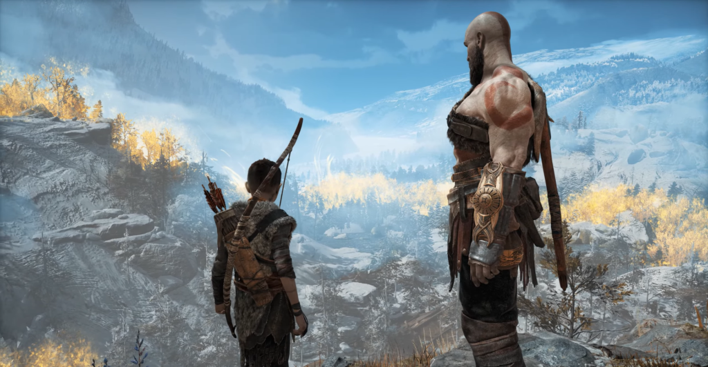 Atomic Heart gameplay HUD over red room with round windows