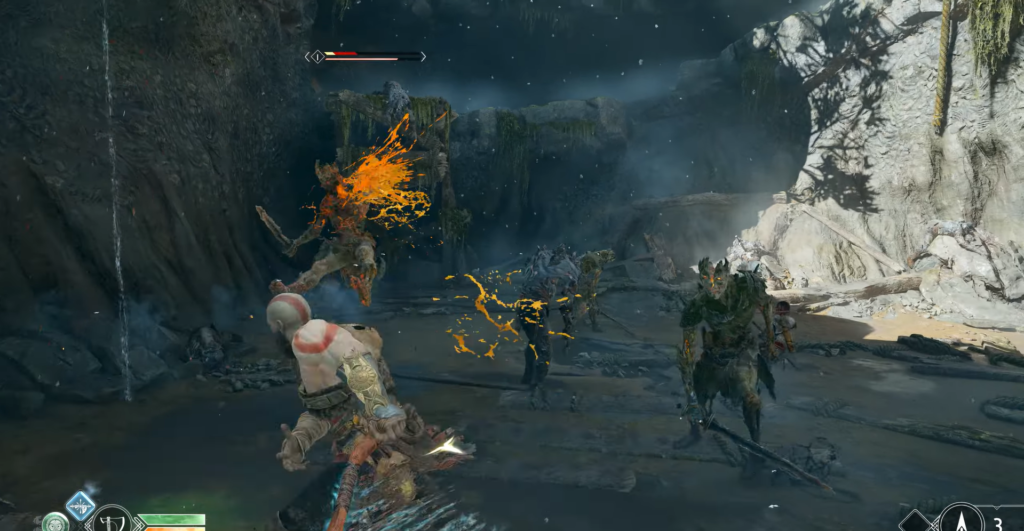 Laser puzzle interface on wall in red-lit room