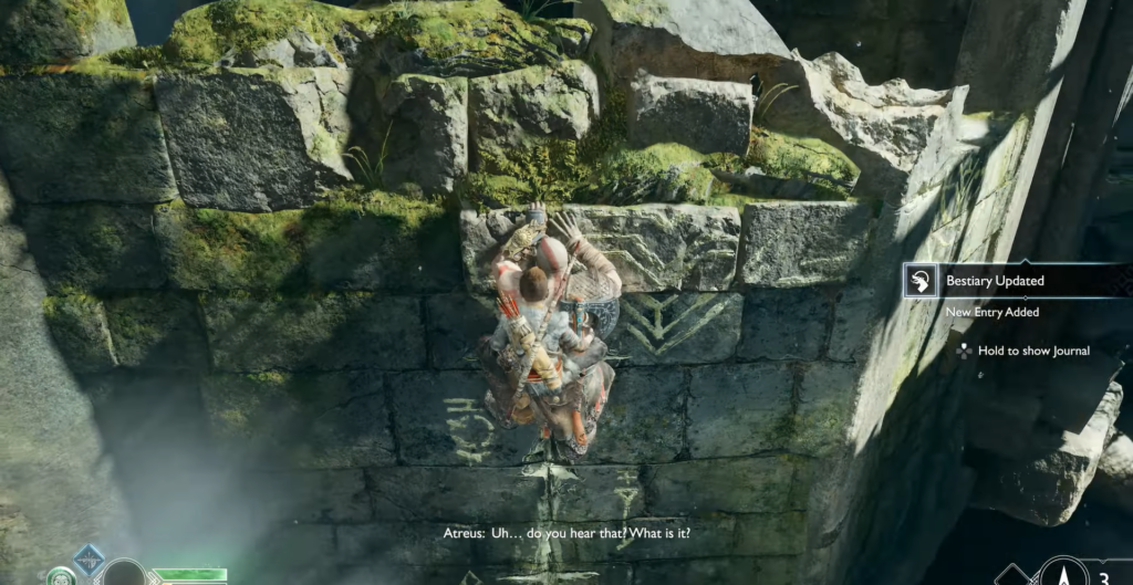 Underwater view of rocky tunnel with green algae