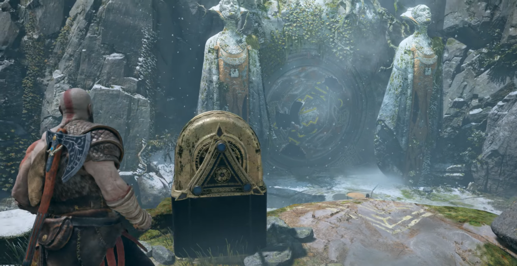 Gloved hand shooting electricity at gate in Atomic Heart