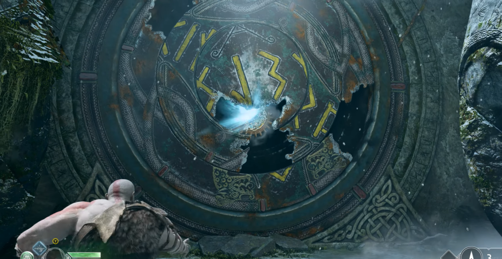 Gloved hand uses electricity in storage room with crates