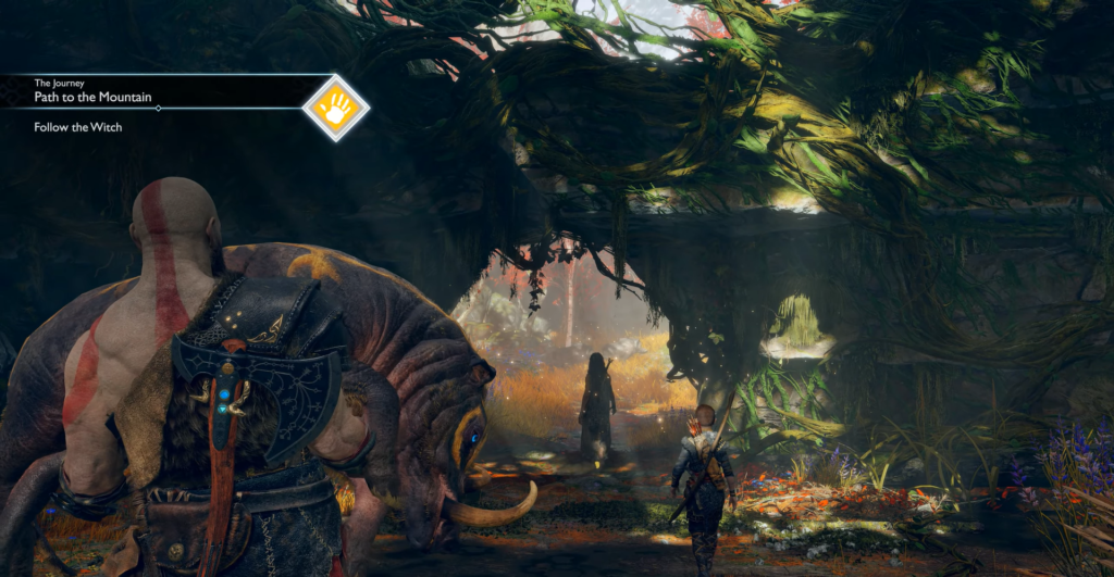 First-person shooter aiming at robots in industrial room