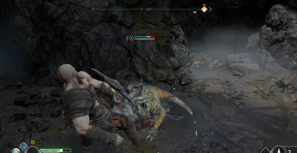 Man walking down dim street with neon signs