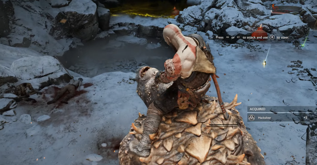 Assassin's Creed Valhalla Eivor fights soldier in snowy village