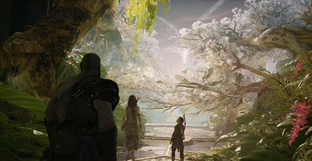 Bearded man speaking indoors near couch and plant