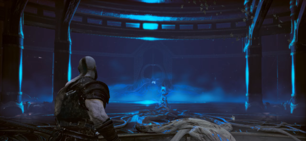 Кратос из God of War смотрит на портал