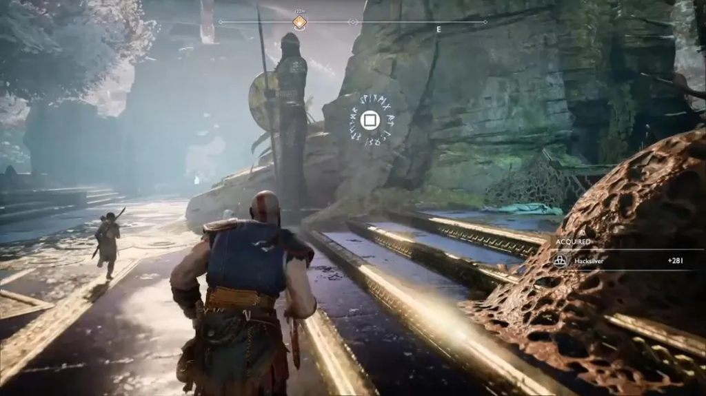 Holding pistol inside wood-paneled elevator cabin