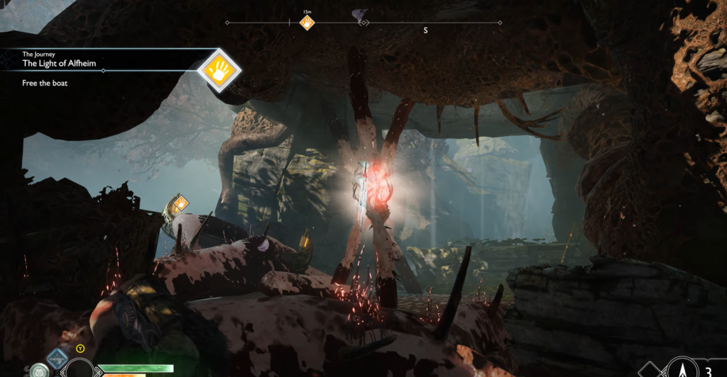 Gun aimed at red control panel with laser sensor