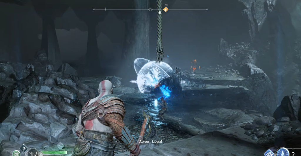 Кратос сражается в пещере, God of War