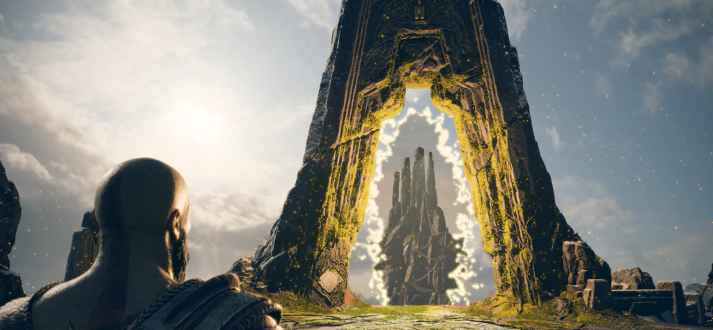 Кратос из God of War смотрит на портал