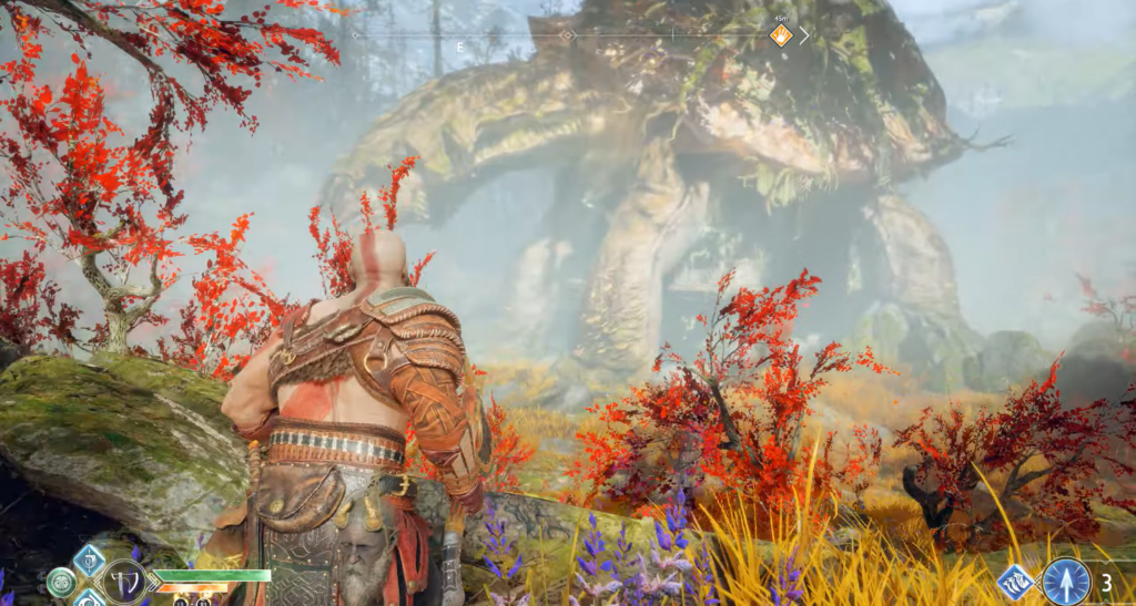 Кратос из God of War стоит в лесу