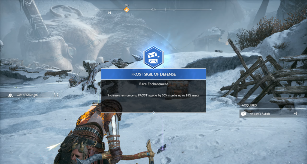 Кратос получает Frost Sigil of Defense в снегу God of War