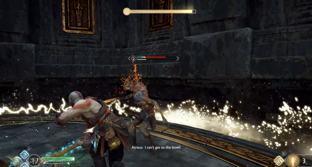 Кратос сражается с врагом на арене God of War