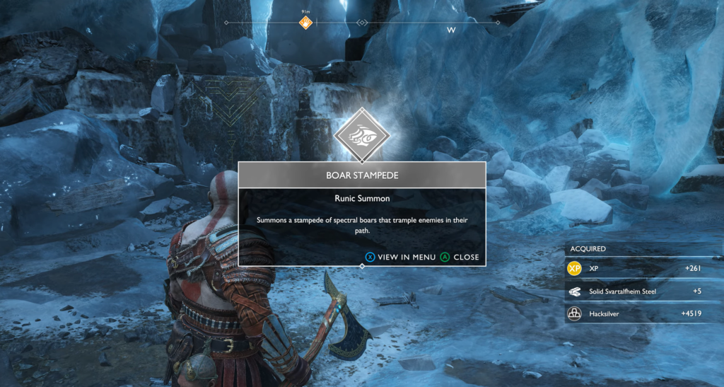 Кратос получает руну Boar Stampede в ледяной пещере God of War