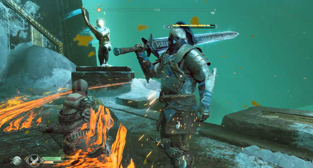 Кратос сражается с рыцарем в God of War