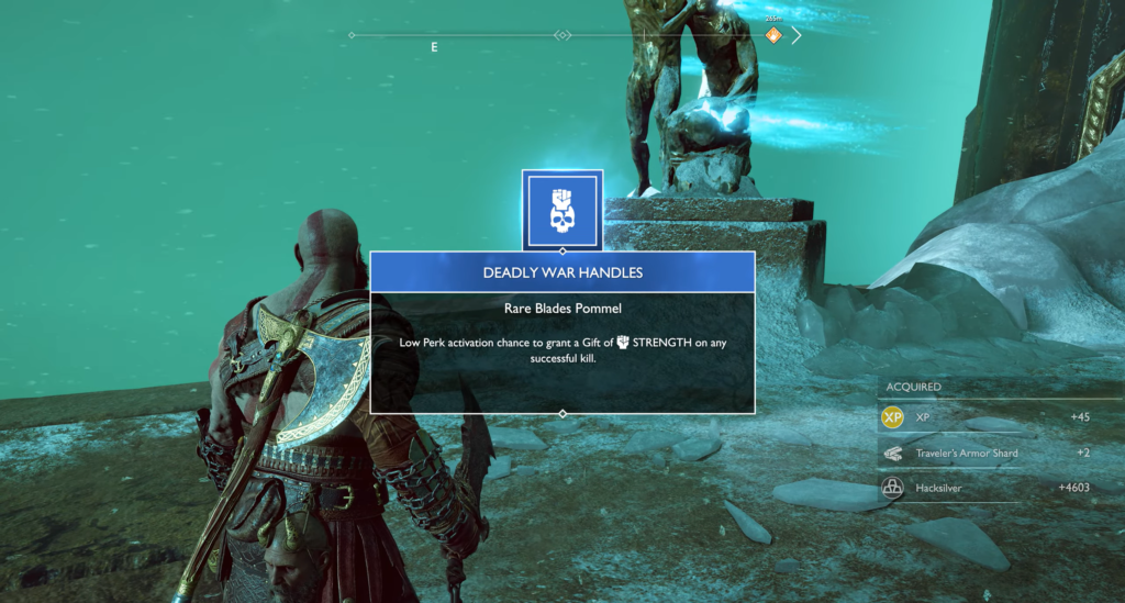 Кратос из God of War получает Deadly War Handles у статуи