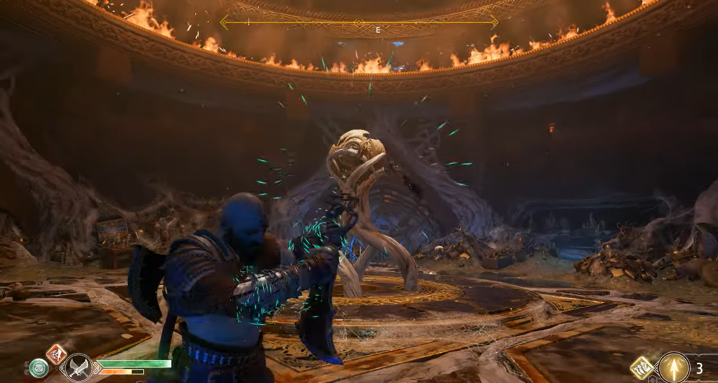 Кратос сражается с боссом в арене God of War