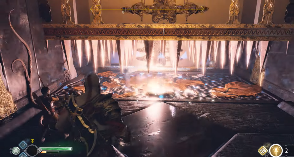 Armored warrior faces white-robed figure in grassy field