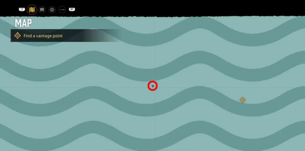 Карта игры с красным маркером на волнах