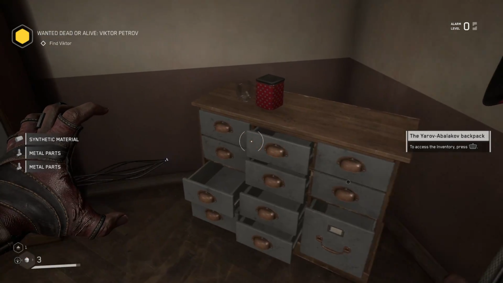 Atomic Heart player climbs yellow pipe on red wall