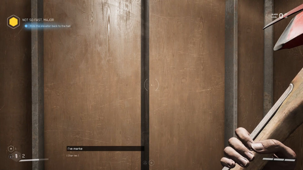 Spider-Man swings inside circular building under red laser