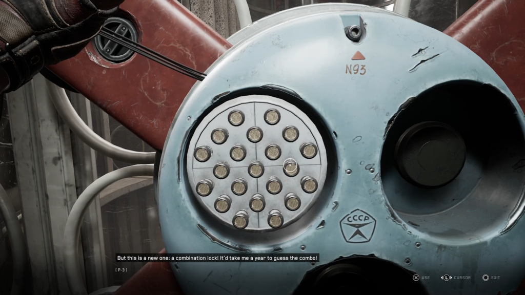 Gloved hand grabbing robot arm inside futuristic facility