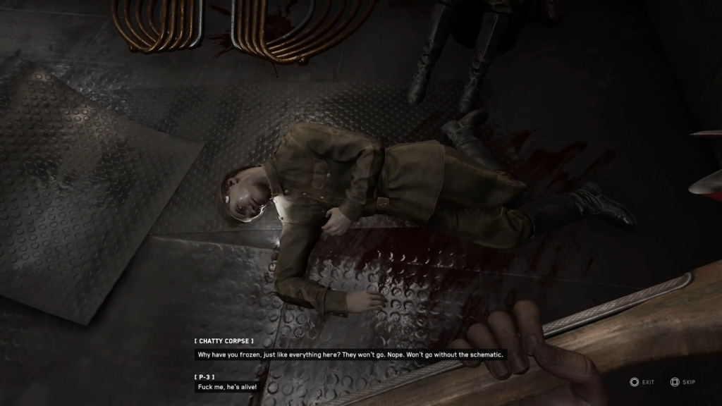 Silver robot woman reaching down inside hangar