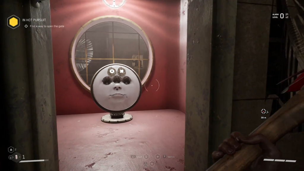 Futuristic glass dome interior with circular lights and plants