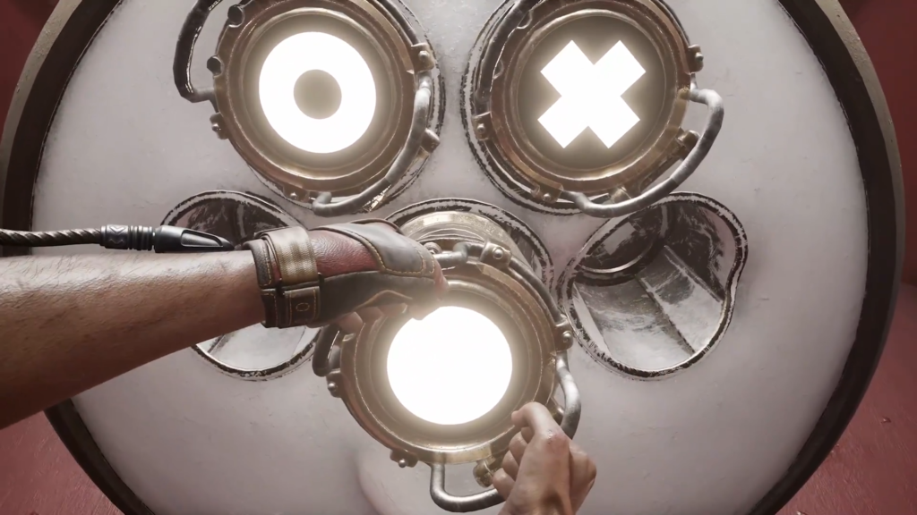 Player emerging from black polymer in Atomic Heart