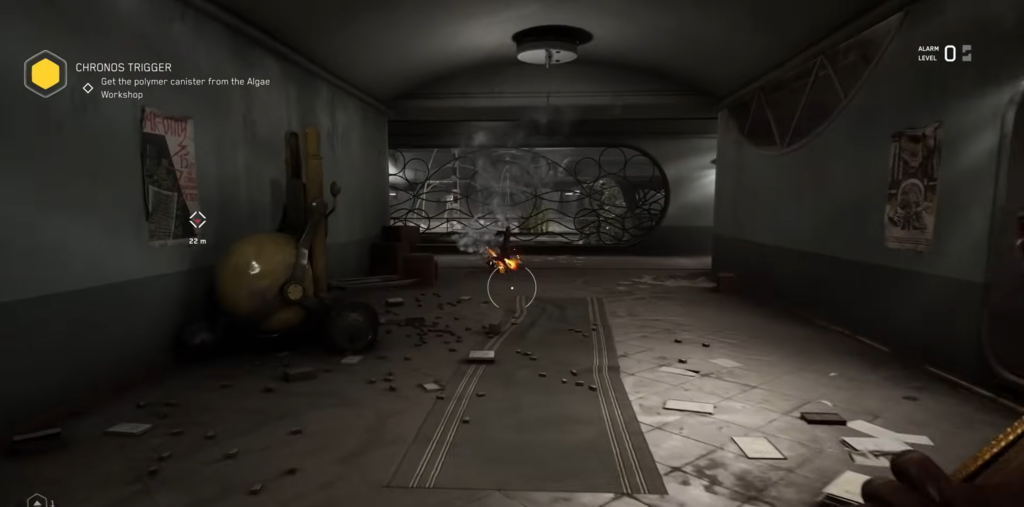 Atomic Heart glove shocking mutant in underground corridor