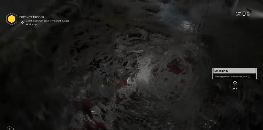 First-person aiming pistol at man in corridor