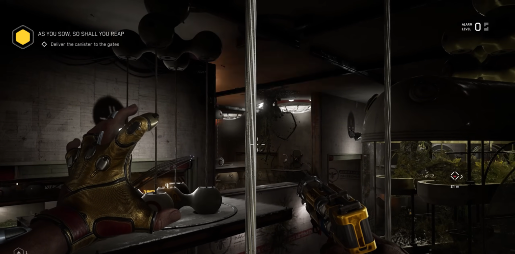 Person in dark jacket facing stacked boxes indoors