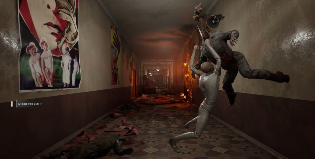 Armored soldier sits by campfire in ruins