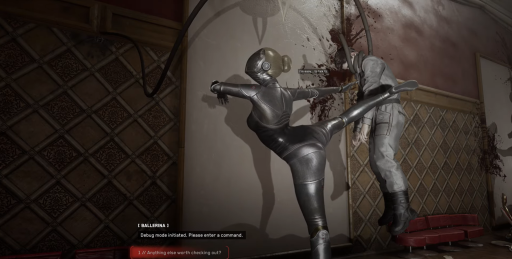 Gloved hand holding blue flower in field