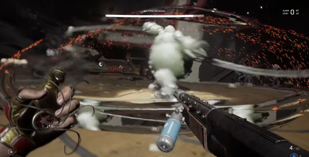 Black submachine gun on dark background