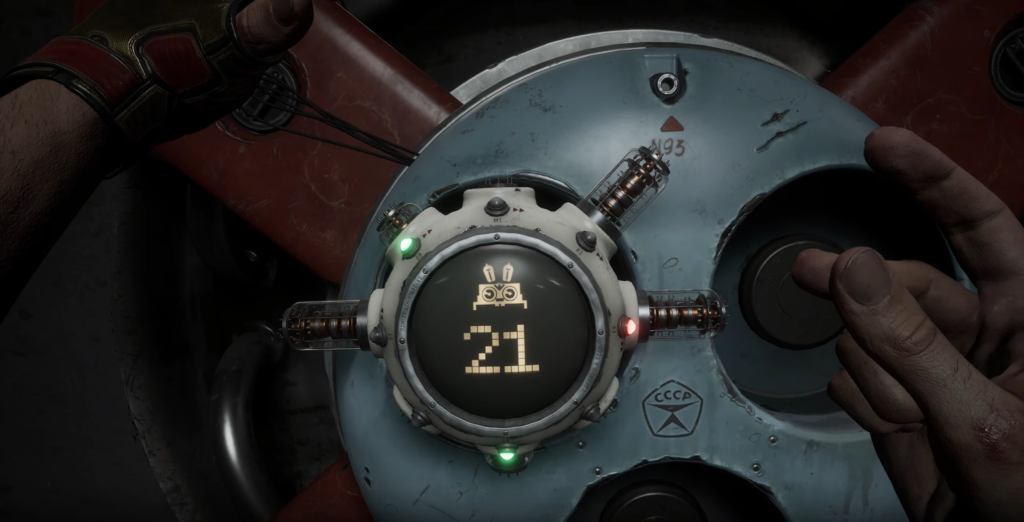 Руки держат устройство с дисплеем 21 в лаборатории